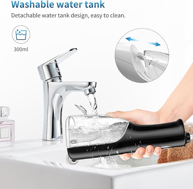 Advanced Cordless Dental Water Flosser for Teeth – Portable Oral Irrigator with 300ml Tank, USB-C Rechargeable, IPX7 Waterproof Electric Teeth Cleaner for Braces & Sensitive Gums
