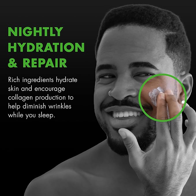 Tiege Hanley Face Moisturizer for Men, Nighttime Facial Moisturizer With Collagen, Hyaluronic Acid, and Peptides, Hydrating Overnight Face Cream, Gentle on Sensitive Skin, Men’s Skin Care, 2.5 FL Oz