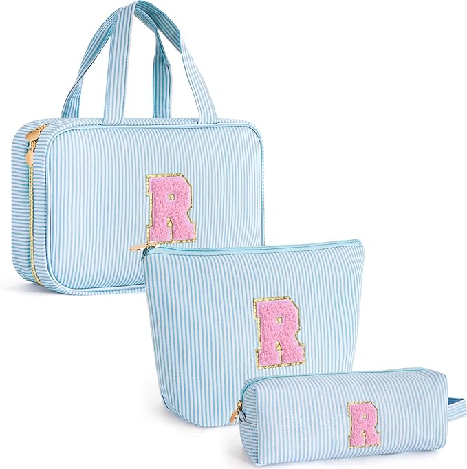 Fystdtote Gifts for Women,Makeup Bag Toiletry Make Up Bag Pouch Personalized Cosmetics Organizer Bag Gift for Wife Friend - Birthday Gifts for Sister Daughter - Blue R