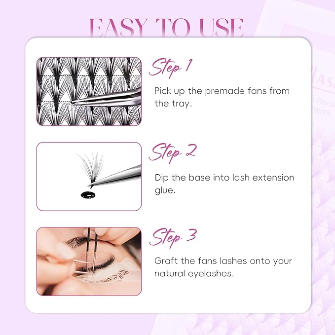 FADLASH Premade Lash Fans D Curl Premade Fans Eyelash Extensions 20D 0.07 Volume Lash Fans Premade Handmade Premade Lash Extensions Fans (20D-07D, Camellia)