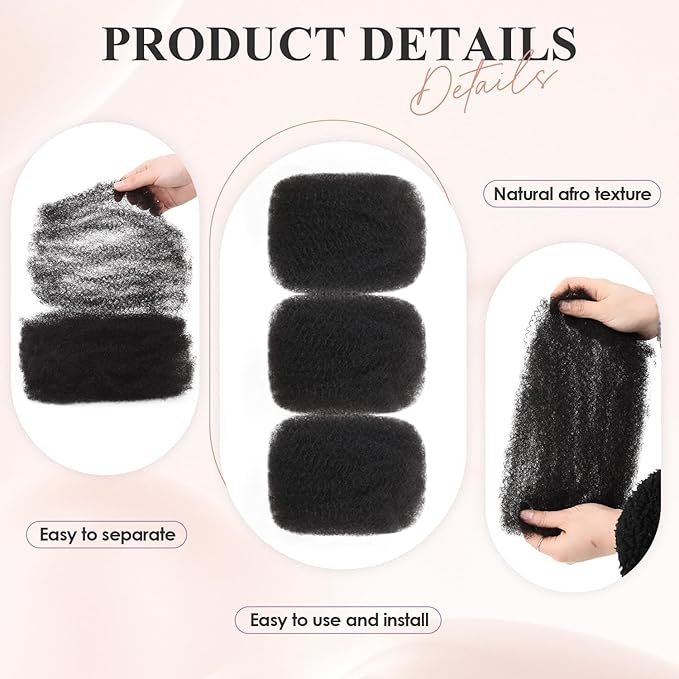 Teresa Afro Kinkys Bulk Human Hair For Twists, Afro Kinky-Curly Human Hair Bulk For Dreadlocks Extensions,Bulk Human Braiding Hair Natural And Soft (18 Inch, 30g/Pack)