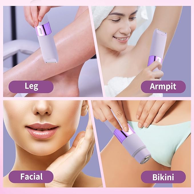 Bikini Trimmer for Women, 2-in-1 Electric Razor for Womens, Rechargeable Electric Shaver for Legs Arms Pubic Body Hair Trimmer