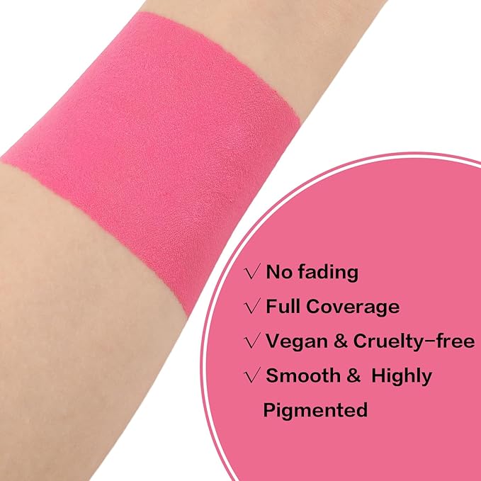 BADCOLOR Pink Face Body Paint Stick, Cream Blendable Full Coverage Eye Black Facepaints for Adult, Professional Hypoallergenic Face Painting Kit for Halloween Special Effects Cosplay Party