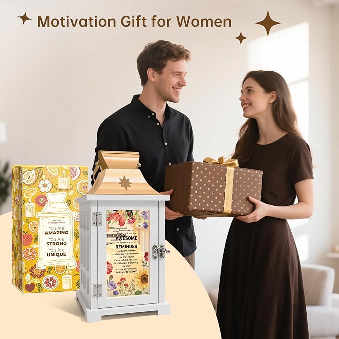 Inspirational Gift Ideas - Thank You Gifts for Women Men Friends - Appreciation Gifts for Coworker - Motivational Quote Candle Warmer Lamp Lantern with Timer