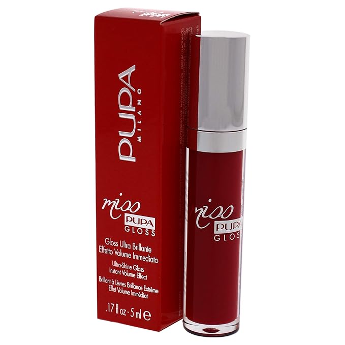 PUPA Milano Miss PUPA Milano Lip Gloss - Shiny, Smooth, Plump - Soft, Innovative Gel Texture - Glides Smoothly On Lips - For A Moisturizing And Volume Enhancing Effect - 305 Essential Red - 0.17 OZ