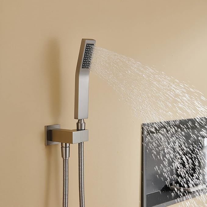Artiqua Rain Shower System 12 Inches Shower Combo Set Brushed Nickel Wall Mount Faucet Bathroom Faucets with Rainfall Shower Head and Hand Shower
