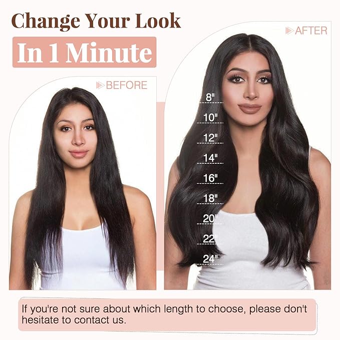 Hairro Sew in Human Hair Extensions Real Hair, 100g/bundle Weave Weft for Women Adding Volume and Length, for DIY Beauty Dating Party, 24 Inch One Bundle Straight Off Black