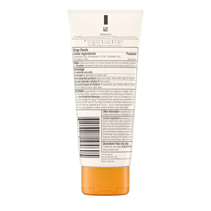 Aveeno Protect + Hydrate Moisturizing Body Sunscreen Lotion with Broad Spectrum SPF 60 & Prebiotic Oat, Weightless & Refreshing Feel, Paraben-Free, Oil-Free, Oxybenzone-Free, 3.0 fl. oz | Refreshing Feel, Prebiotic Oat, Body, Moisturizing, Weightless