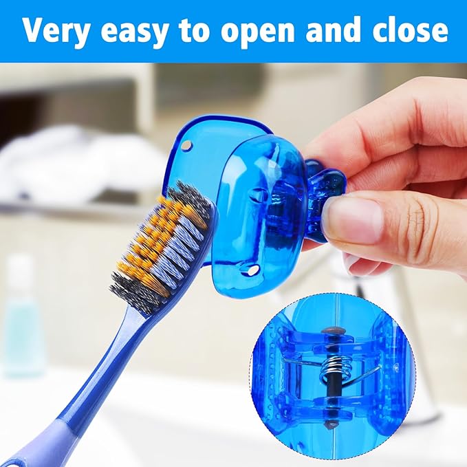 6 Pack Toothbrush Covers Portable Toothbrush Protector Coverings Clips Travel Protector Plastic Brush Pod Protection Clip Case for Kids Bathroom Home Travel Supplies