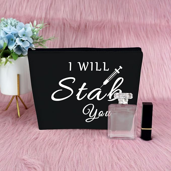 Sfodiary Nurse Appreciation Gift Makeup Bag Nurse Practitioner Gifts Birthday Graduation Presents for Nursing Student Cosmetic Bag Nursing School Christmas for Her Travel Cosmetic Pouch（Black）