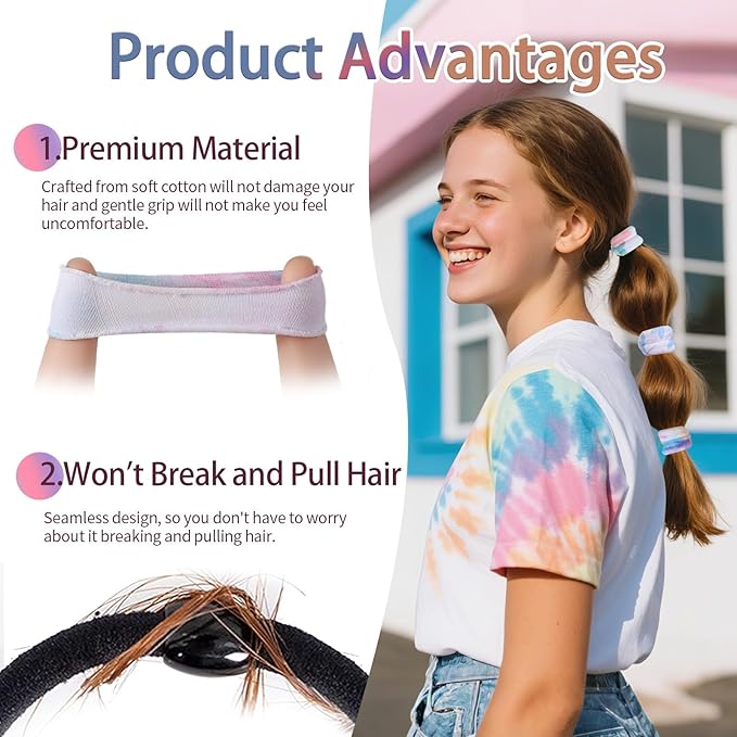 Bessrung 100 PCS No Damage Hair Ties for Women Girls, Seamless Elastic Hair Bands for Ponytails, Thick Thin Hair,Stretchy Snag-Free Nylon Bow Hair Ties Valentine's Day Gift (Leopard Print, Multicolor)