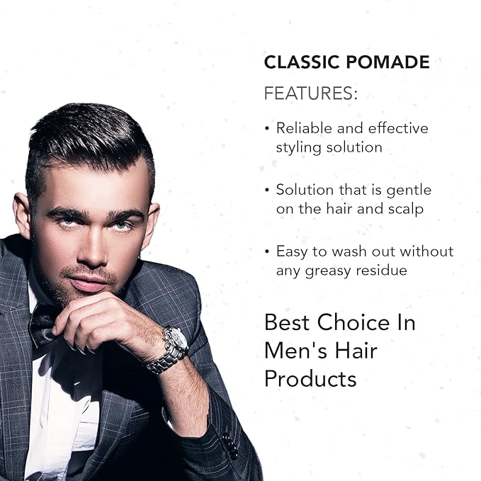 Gentlemen Republic Classic Pomade for Men - Water Based Pomade for Medium Hold & Shine, Premium Mens Hair Styling Products with No Beeswax - Ideal for Classic Styles, 4oz