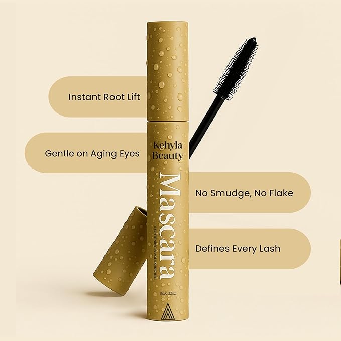 Kehyla Beauty™ Mascara for Older Women, Lengthening & Volumizing Lash Formula, Smudge-Proof Water-Resistant Long-Lasting Mascara with Soft Precision Brush for Fuller, Lifted Lashes (Black & Brown)