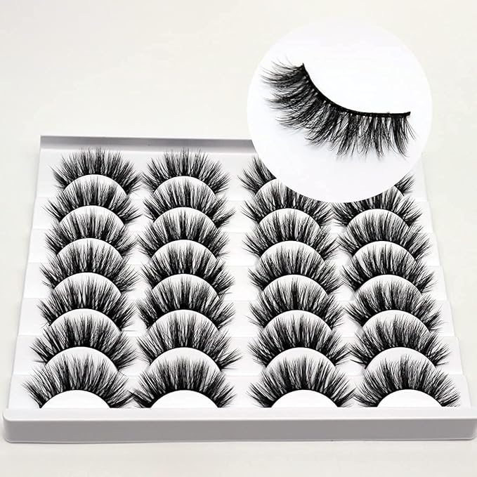 Losha Eyelashes Natural Look Faux Mink Lashes Pack Handmade Fluffy False Eyelashes 14 Pairs Eye Lashes (M09)