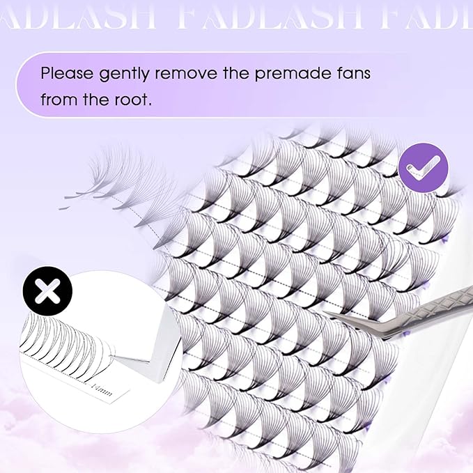 FADLASH Premade Lash Fans D Curl Premade Fans Eyelash Extensions 12D 0.07 Volume Lash Fans Premade Handmade Premade Lash Extensions Fans (12D-0.07D-12mm)