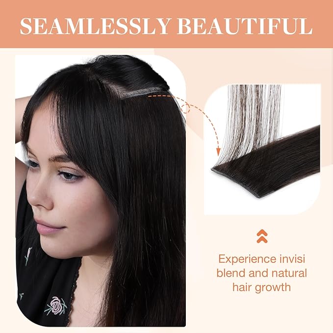 GOO GOO Invisi Edge Clip in Hair Extensions Set, 20inch 130g, 5pcs Injected Seamless PU Clip ins and 2pcs Classical PU Clip inslip ins, Virgin Real Human Hair, #2