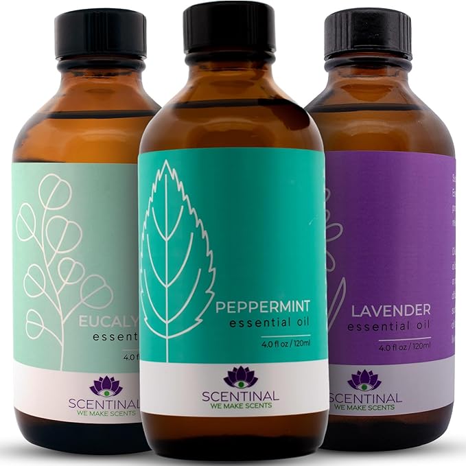 Scentinal Premium Essential Oil - 100% Pure, Natural & Authentic - Extra Large 4oz Bottle (120ml) with Eyedropper - Refreshing Aromatherapy Experience (4 oz / 120ml, Variety Pack)