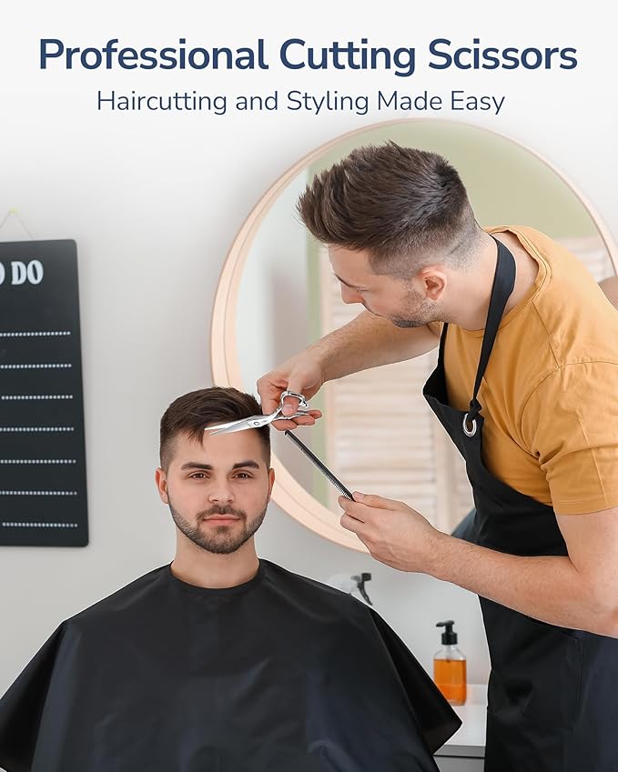 ULG Professional Hair Cutting Scissors 6.5" Japanese Stainless Steel Hand-Honed Barber Scissors for Home & Salon Use, Ergonomic Textured Handle for Men & Women
