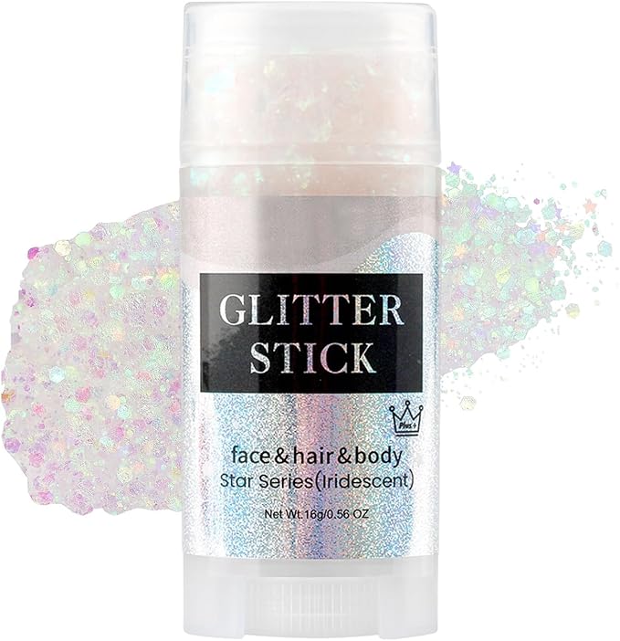 Face Body Glitter Stick,Holographic Sparkle Waterproof Hair Glitter Stick for Kids and Women for Party Singer Concert Rave Festival.(Iridescent)