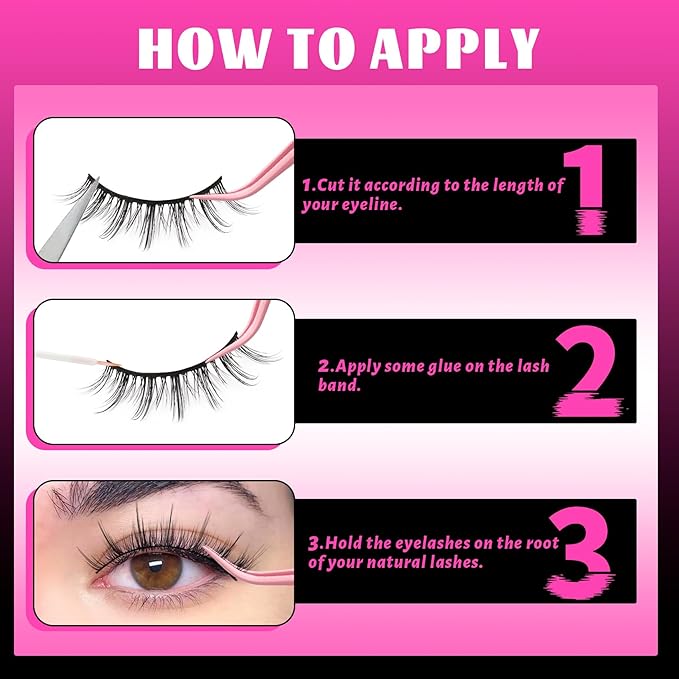 Veleasha Manga Lashes Spiky False Eyelashes 100% Handmade Eyelashes Anime Fake Lashes Lightweight Wispy Lashes 5 Pairs Pack (6D75)