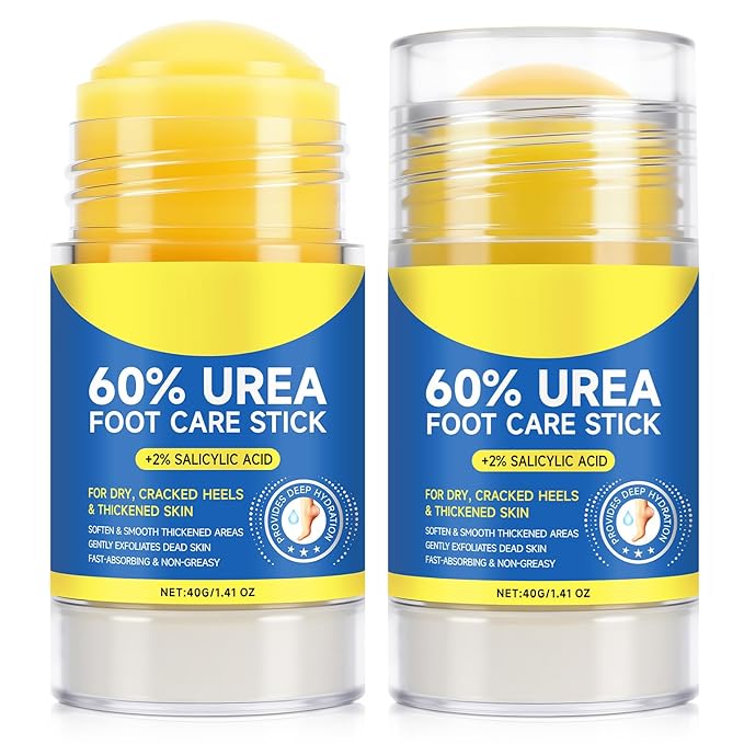 60% Urea Foot Care Stick with 2% Salicylic Acid, Foot Cream Moisturizer for Dry Cracked Feet, Knees, Elbows, Hands,Exfoliating Moisturizer, Dead Skin Remover Foot Balm 2.8oz