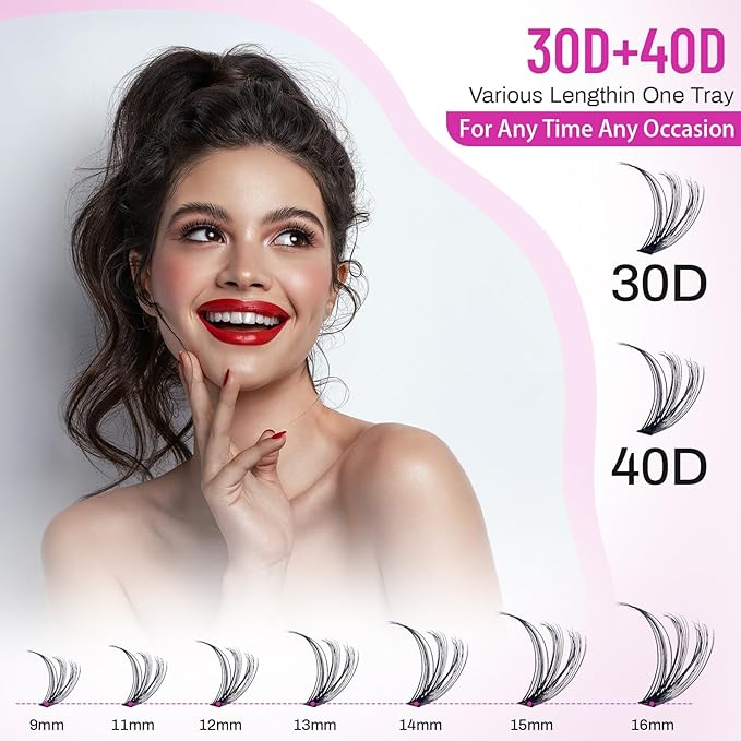 DIY Eyelash Extensions Kit - 280 Pcs Individual 30D & 40D Lashes (9-16mm) with Glue, Bond & Seal, Tweezers - Professional, Natural Look, Easy to Apply at Home