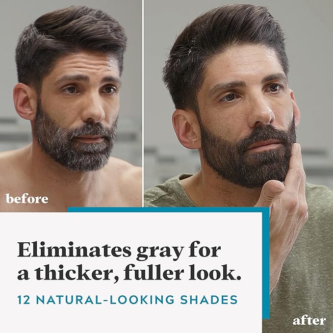Just For Men Mustache & Beard, Beard Dye for Men with Brush Included, With Keratin Biotin Aloe and Coconut Oil for Healthy Facial Hair - Dark Brown, M-45, Pack of 3 (Packaging May Vary)