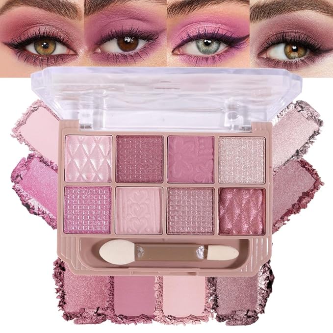 SUAKE Nude Pink Eyeshadow Palette, Matte & Shimmer, High Pigmented 12 Colors Brown Purple Eye Shadow Primers for Eye Makeup, Korean Powder Palet de sombras de ojos (04-Mature Sweet)