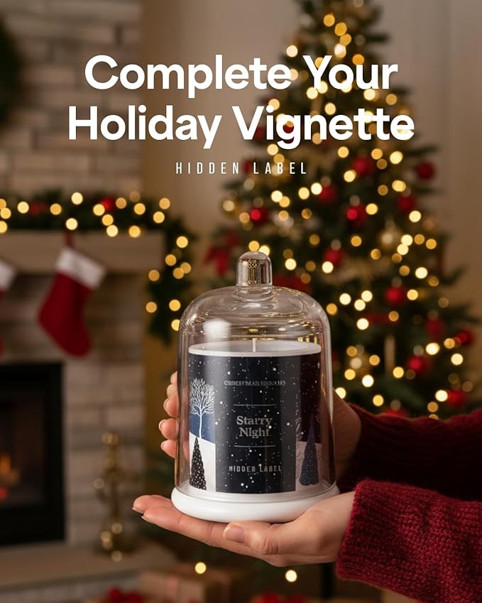 Christmas Candles, Starry Night Scented Candle, 10oz Natural Soy Wax in Clear Bell Jar, 60H Long-Lasting,Clean Burn,Non Toxic,Aromatherapy Candles for Home, Gifts for Women, Family, Holiday