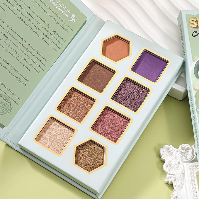 12-Color Zodiac Eyeshadow Palette, Matte Metallic Shimmer Pressed Pigments, Highly Pigmented Makeup Palette for Professional & Daily Eye Makeup (8291 Capricorn)