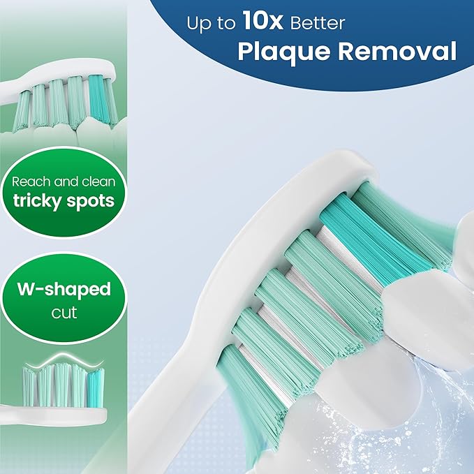 Replacement Toothbrush Heads Compatible with Philips Sonicare and More Click-on Handles 8 Pack White