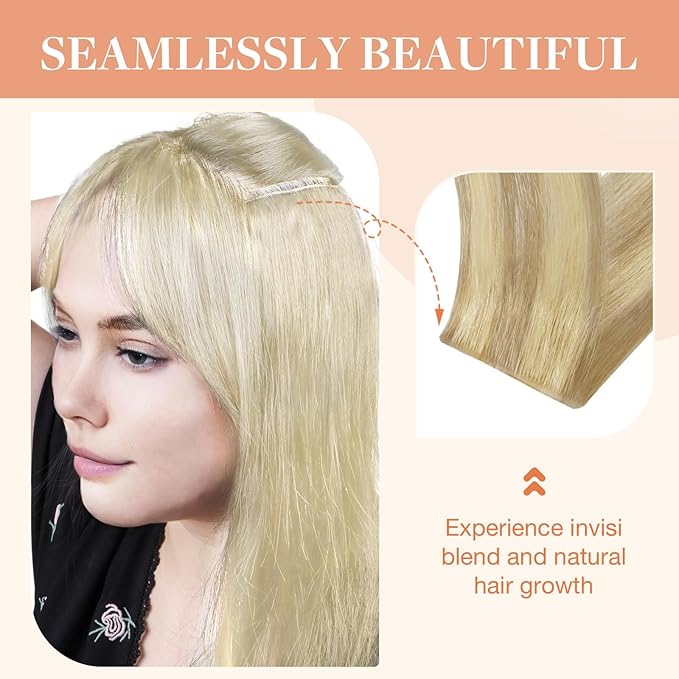 GOO GOO Invisi Edge Clip in Hair Extensions 22inch 160g 7Pcs Injected Seamless PU Clip in Hair Extensions, Virgin Real Human Hair, #18D/22F Dirty Blonde Highlights