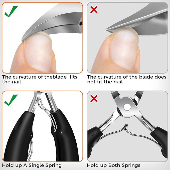 DRMODE Toenail Clippers for Thick Toenails, Long Handled Toe Nail Clippers for Thick Nails for Seniors with Wide Opening, Professional Stainless Steel Slanted Curved Ingrown Toenail Clippers for Men