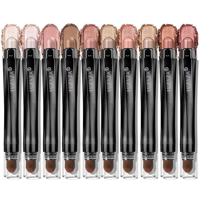 Orange Eyeshadow Stick Makeup Set 10PCS, Neutral Shimmer And Matte Cream Eye Shadow Palette, Metallic Bronze Smoky Eyeliner Brightener Crayon Kit, Ideal Gift for Women -Stellar Pink Quartz