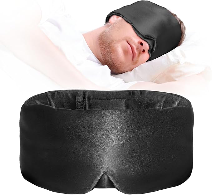 Okaydot Sleep Mask for Side Sleepers, Blackout Eye Mask with Soft & Breathable Fabric, Comfort-Fit Nose Bridge & Adjustable Strap for Women and Men (Black)