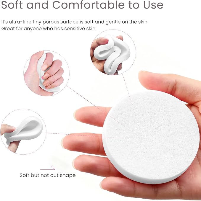 Akariyo 120 PCS-Compressed Facial Sponges,100% Natural Cellulose Face Sponge, Professional Cosmetic Spa Sponges for Daily Facial Cleansing,Exfoliating,Makeup Removal,Travel Skincare Essentials (White)