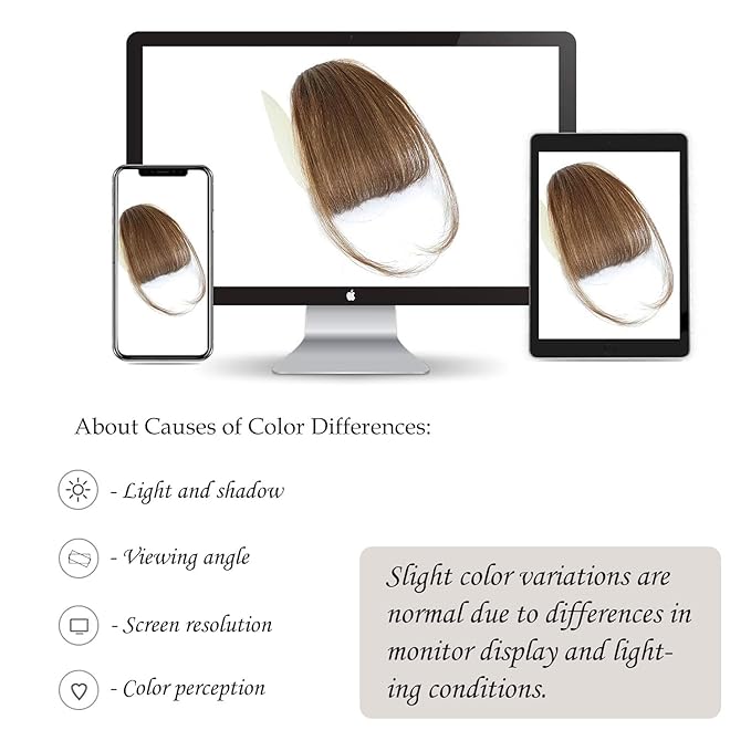Clip-In Wispy Bangs with Temples -100% Human Hair Bangs Extension for Women, Natural Looking Front Hairpiece for Daily Wear, Light Brown