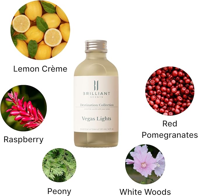 Brilliant Scents Diffuser Oil Refill, Inspired by The Aria, Hotel Series Aroma Scents, Essential Oils Set for Home, Fragrance Oil for Candle Making, Home, 50 ML, Vegas Lights