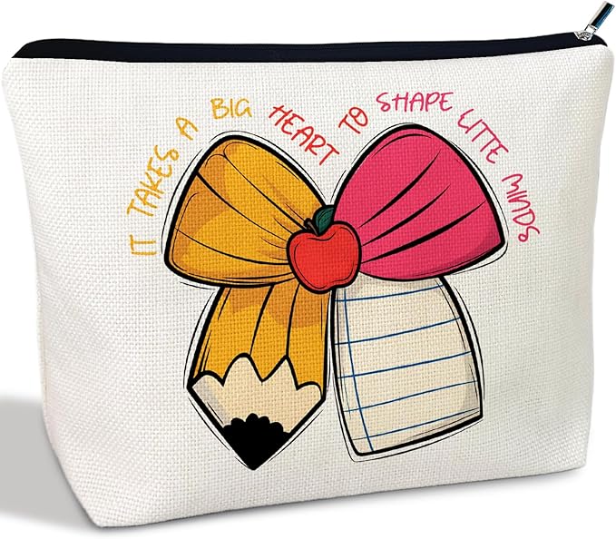 CLHHM Teacher Appreciation Makeup Bag Cosmetic Bag with Zipper - Travel Toiletry Bag for Travel Essentials, Birthday Gifts for Women, Gifts for Teenage Girls & New Mom Care Package