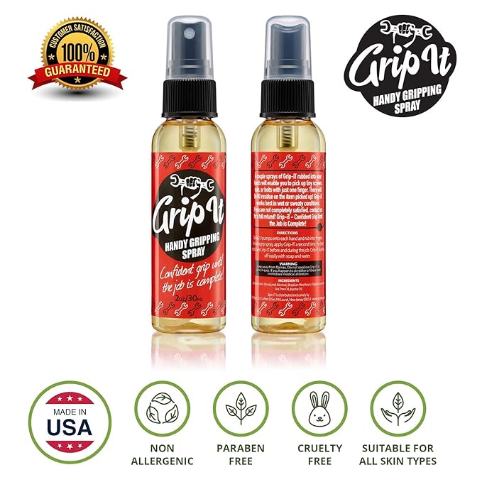 Grip-IT Hand Grip Spray 2 Oz – Pole Grip for Pole Dancing & Aerial Silk Workouts – Overgrip Sticky Spray For Tennis & Pickleball - Training Aid - Chalkless Solution for Weight Lifters