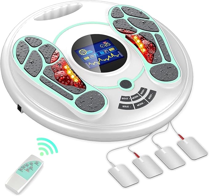 Creliver EMS Foot Massager for Neuropathy, NMES Foot Stmulator with 25 Modes 99 Intensities, Feet Circulation Stimulator for Neuropathy, Plantar Fasciitis, Gifts for Mom Dad, Green