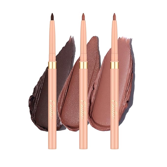 Oulac Waterproof Lipliner Pencil Set - Smooth and Creamy, Retractable Lip Makeup for Precision Application, Vegan & Cruelty-Free, 03 Teddy+06 Body Talk+LL03 Naked Liner