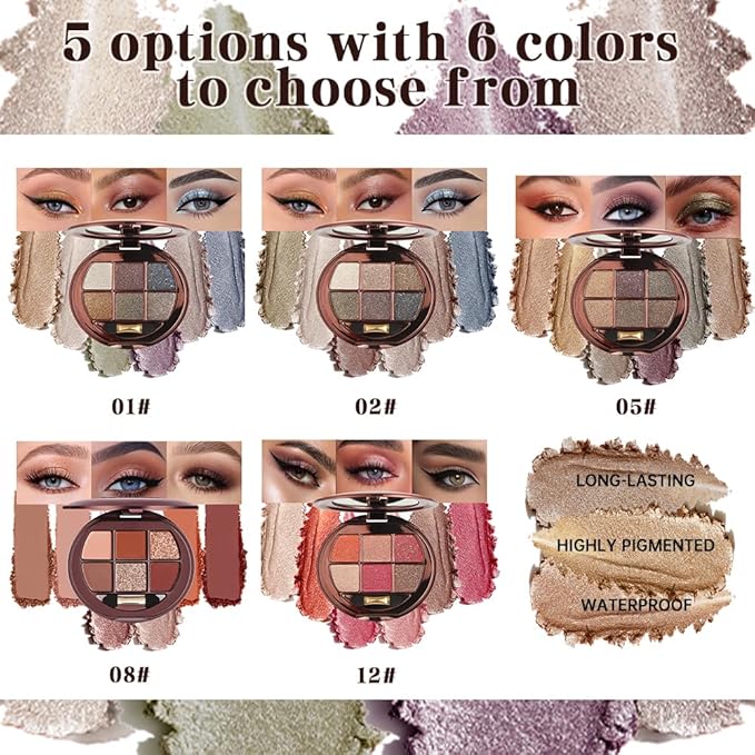 Shimmer Glitter Metallic Eyeshadow Palette, Neutral Cool-Tone Eye Shadow Kit, High Pigment Smokey & Halo Eyeshadow, Long-Lasting Blendable Sparkle Eye Makeup Palette for Party & Night Glam Looks