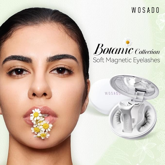 WOSADO Magnetic Eyelashes with Applicator Kit, [Tulip] 22mm Reusable Glue-free Wispy Magnetic Lashes, Cruelty-free False Lashes, Waterproof, Lightweight, Suit for Heavy Makeup