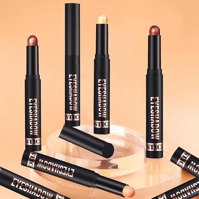Champagne Shimmer Eyeshadow Stick Makeup,Matte Cream Eye Shadow Pencil,High Pigmented Crease proof Eye Shadow Brightener Stick,Waterproof Long Lasting Eye Highlighter Crayon Eyeliner