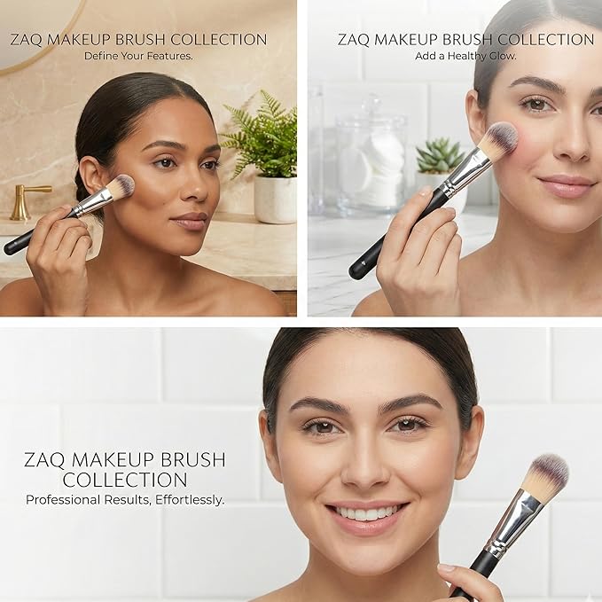 ZAQ Professional Foundation Brush Premium Synthetic Makeup Brush Bronzer Contour Brush Cosmetic Applicator for Blending Liquid Powder BB Cream