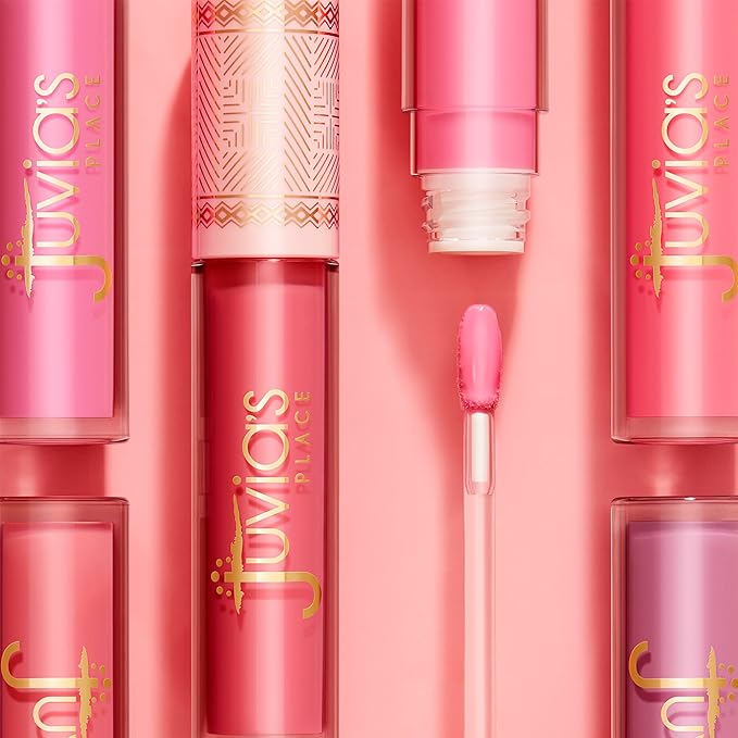 Juvia's Place Smoothie Lip Gloss Pink Drink - Hydrating Cream Lipgloss with Pink & Mauve Tones - Non Sticky Plumping Glosses - High Shine Lipgloss for Women - Lip Plumper with Cocoa Butter & Chia Oil