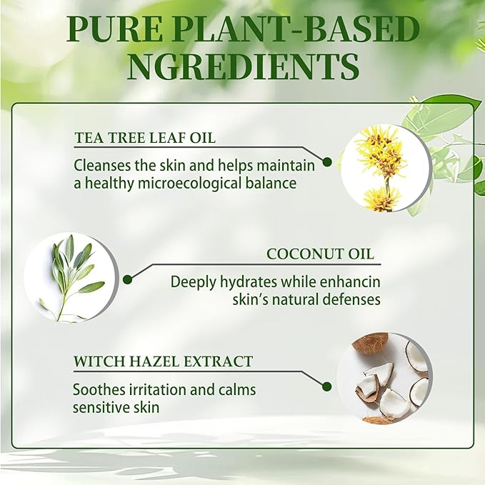 3PCS Tea Tree Soap, Purifying Body Soap Bar with Tea Tree Oil & Coconut Oil, Gentle Cleanser for Healthy, Looking Skin, Plant-Based Formula for Face & Body