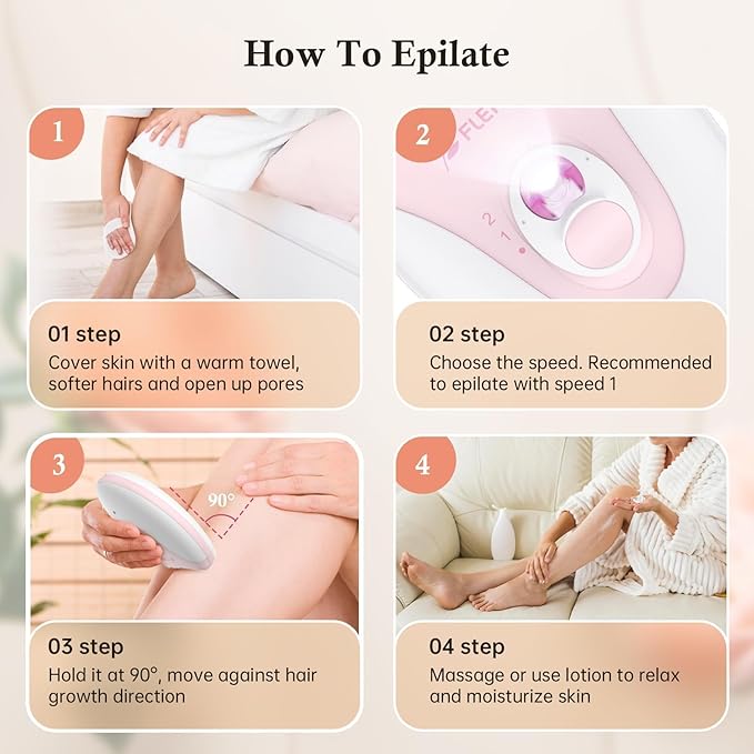 Epilator,Epilator for Women Facial Hair Removal Rechargeable,2 Speeds Hair Removal,Hair Removal Device with 36 Tweezers,Hair Removal for Women Legs/Face/Bikini/Arms,Womens Electric Shaver Smooth Skin