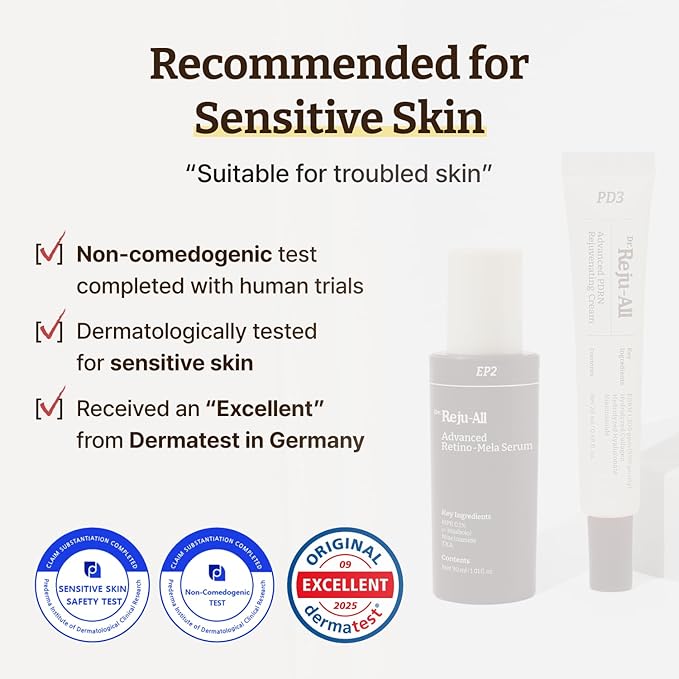 Dr.Reju-All Repair & Tone Duo: Advanced PDRN Rejuvenating Cream + Advanced Retino-Mela Serum - Face Moisturizer & Retinol Serum for Firming & Smooth Skin, Korean Pharmacy Anti-Aging Skin Care